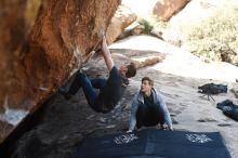 Bouldering in Hueco Tanks on 01/27/2019 with Blue Lizard Climbing and Yoga

Filename: SRM_20190127_1215170.jpg
Aperture: f/3.2
Shutter Speed: 1/800
Body: Canon EOS-1D Mark II
Lens: Canon EF 50mm f/1.8 II
