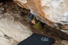 Bouldering in Hueco Tanks on 01/27/2019 with Blue Lizard Climbing and Yoga

Filename: SRM_20190127_1405320.jpg
Aperture: f/4.5
Shutter Speed: 1/400
Body: Canon EOS-1D Mark II
Lens: Canon EF 50mm f/1.8 II