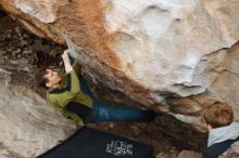 Bouldering in Hueco Tanks on 01/27/2019 with Blue Lizard Climbing and Yoga

Filename: SRM_20190127_1405370.jpg
Aperture: f/4.0
Shutter Speed: 1/640
Body: Canon EOS-1D Mark II
Lens: Canon EF 50mm f/1.8 II