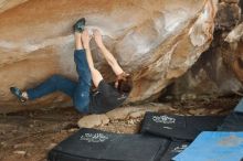 Bouldering in Hueco Tanks on 01/27/2019 with Blue Lizard Climbing and Yoga

Filename: SRM_20190127_1422270.jpg
Aperture: f/4.0
Shutter Speed: 1/500
Body: Canon EOS-1D Mark II
Lens: Canon EF 50mm f/1.8 II