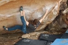 Bouldering in Hueco Tanks on 01/27/2019 with Blue Lizard Climbing and Yoga

Filename: SRM_20190127_1422281.jpg
Aperture: f/4.0
Shutter Speed: 1/500
Body: Canon EOS-1D Mark II
Lens: Canon EF 50mm f/1.8 II