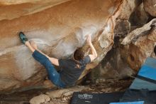 Bouldering in Hueco Tanks on 01/27/2019 with Blue Lizard Climbing and Yoga

Filename: SRM_20190127_1422320.jpg
Aperture: f/4.0
Shutter Speed: 1/500
Body: Canon EOS-1D Mark II
Lens: Canon EF 50mm f/1.8 II