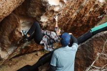 Bouldering in Hueco Tanks on 02/03/2019 with Blue Lizard Climbing and Yoga

Filename: SRM_20190203_1520590.jpg
Aperture: f/4.0
Shutter Speed: 1/500
Body: Canon EOS-1D Mark II
Lens: Canon EF 50mm f/1.8 II