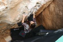 Bouldering in Hueco Tanks on 02/03/2019 with Blue Lizard Climbing and Yoga

Filename: SRM_20190203_1548040.jpg
Aperture: f/5.0
Shutter Speed: 1/250
Body: Canon EOS-1D Mark II
Lens: Canon EF 16-35mm f/2.8 L