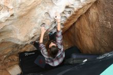 Bouldering in Hueco Tanks on 02/03/2019 with Blue Lizard Climbing and Yoga

Filename: SRM_20190203_1548041.jpg
Aperture: f/5.0
Shutter Speed: 1/250
Body: Canon EOS-1D Mark II
Lens: Canon EF 16-35mm f/2.8 L