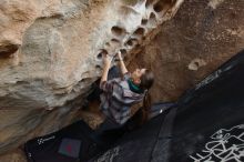 Bouldering in Hueco Tanks on 02/03/2019 with Blue Lizard Climbing and Yoga

Filename: SRM_20190203_1557160.jpg
Aperture: f/5.0
Shutter Speed: 1/320
Body: Canon EOS-1D Mark II
Lens: Canon EF 16-35mm f/2.8 L