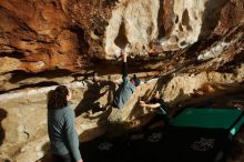 Bouldering in Hueco Tanks on 02/03/2019 with Blue Lizard Climbing and Yoga

Filename: SRM_20190203_1729330.jpg
Aperture: f/8.0
Shutter Speed: 1/250
Body: Canon EOS-1D Mark II
Lens: Canon EF 16-35mm f/2.8 L