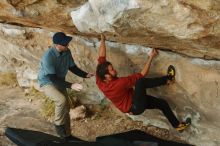 Bouldering in Hueco Tanks on 02/03/2019 with Blue Lizard Climbing and Yoga

Filename: SRM_20190203_1814350.jpg
Aperture: f/2.8
Shutter Speed: 1/400
Body: Canon EOS-1D Mark II
Lens: Canon EF 50mm f/1.8 II