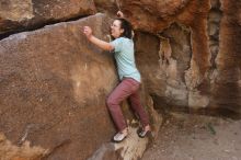 Bouldering in Hueco Tanks on 02/02/2019 with Blue Lizard Climbing and Yoga

Filename: SRM_20190202_1103250.jpg
Aperture: f/5.6
Shutter Speed: 1/320
Body: Canon EOS-1D Mark II
Lens: Canon EF 16-35mm f/2.8 L