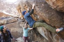 Bouldering in Hueco Tanks on 02/02/2019 with Blue Lizard Climbing and Yoga

Filename: SRM_20190202_1312200.jpg
Aperture: f/5.6
Shutter Speed: 1/200
Body: Canon EOS-1D Mark II
Lens: Canon EF 16-35mm f/2.8 L