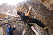 Bouldering in Hueco Tanks on 02/02/2019 with Blue Lizard Climbing and Yoga

Filename: SRM_20190202_1322070.jpg
Aperture: f/5.6
Shutter Speed: 1/200
Body: Canon EOS-1D Mark II
Lens: Canon EF 16-35mm f/2.8 L