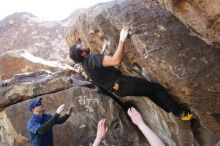 Bouldering in Hueco Tanks on 02/02/2019 with Blue Lizard Climbing and Yoga

Filename: SRM_20190202_1322070.jpg
Aperture: f/5.6
Shutter Speed: 1/200
Body: Canon EOS-1D Mark II
Lens: Canon EF 16-35mm f/2.8 L