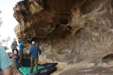 Bouldering in Hueco Tanks on 02/02/2019 with Blue Lizard Climbing and Yoga

Filename: SRM_20190202_1641520.jpg
Aperture: f/5.6
Shutter Speed: 1/200
Body: Canon EOS-1D Mark II
Lens: Canon EF 16-35mm f/2.8 L