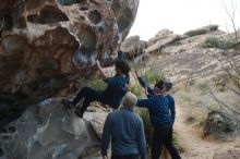 Bouldering in Hueco Tanks on 02/09/2019 with Blue Lizard Climbing and Yoga

Filename: SRM_20190209_1008180.jpg
Aperture: f/3.5
Shutter Speed: 1/640
Body: Canon EOS-1D Mark II
Lens: Canon EF 50mm f/1.8 II