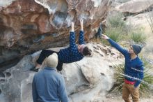 Bouldering in Hueco Tanks on 02/09/2019 with Blue Lizard Climbing and Yoga

Filename: SRM_20190209_1010180.jpg
Aperture: f/3.5
Shutter Speed: 1/250
Body: Canon EOS-1D Mark II
Lens: Canon EF 50mm f/1.8 II