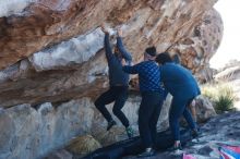 Bouldering in Hueco Tanks on 02/09/2019 with Blue Lizard Climbing and Yoga

Filename: SRM_20190209_1046520.jpg
Aperture: f/4.0
Shutter Speed: 1/400
Body: Canon EOS-1D Mark II
Lens: Canon EF 50mm f/1.8 II
