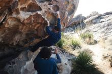 Bouldering in Hueco Tanks on 02/09/2019 with Blue Lizard Climbing and Yoga

Filename: SRM_20190209_1111210.jpg
Aperture: f/4.0
Shutter Speed: 1/640
Body: Canon EOS-1D Mark II
Lens: Canon EF 50mm f/1.8 II