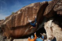 Bouldering in Hueco Tanks on 02/09/2019 with Blue Lizard Climbing and Yoga

Filename: SRM_20190209_1159070.jpg
Aperture: f/5.6
Shutter Speed: 1/250
Body: Canon EOS-1D Mark II
Lens: Canon EF 16-35mm f/2.8 L