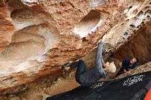 Bouldering in Hueco Tanks on 02/09/2019 with Blue Lizard Climbing and Yoga

Filename: SRM_20190209_1546160.jpg
Aperture: f/5.6
Shutter Speed: 1/320
Body: Canon EOS-1D Mark II
Lens: Canon EF 16-35mm f/2.8 L