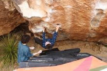 Bouldering in Hueco Tanks on 02/09/2019 with Blue Lizard Climbing and Yoga

Filename: SRM_20190209_1558200.jpg
Aperture: f/5.6
Shutter Speed: 1/200
Body: Canon EOS-1D Mark II
Lens: Canon EF 16-35mm f/2.8 L