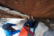 Bouldering in Hueco Tanks on 02/09/2019 with Blue Lizard Climbing and Yoga

Filename: SRM_20190209_1719270.jpg
Aperture: f/5.6
Shutter Speed: 1/250
Body: Canon EOS-1D Mark II
Lens: Canon EF 16-35mm f/2.8 L