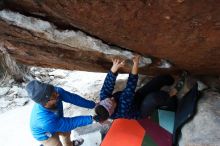 Bouldering in Hueco Tanks on 02/09/2019 with Blue Lizard Climbing and Yoga

Filename: SRM_20190209_1721150.jpg
Aperture: f/5.6
Shutter Speed: 1/250
Body: Canon EOS-1D Mark II
Lens: Canon EF 16-35mm f/2.8 L