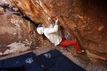 Bouldering in Hueco Tanks on 02/17/2019 with Blue Lizard Climbing and Yoga

Filename: SRM_20190217_1106400.jpg
Aperture: f/4.5
Shutter Speed: 1/250
Body: Canon EOS-1D Mark II
Lens: Canon EF 16-35mm f/2.8 L