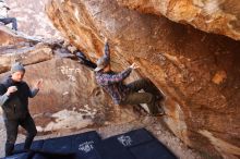 Bouldering in Hueco Tanks on 02/17/2019 with Blue Lizard Climbing and Yoga

Filename: SRM_20190217_1109061.jpg
Aperture: f/4.5
Shutter Speed: 1/200
Body: Canon EOS-1D Mark II
Lens: Canon EF 16-35mm f/2.8 L