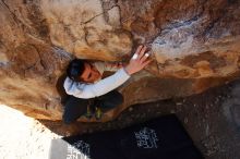 Bouldering in Hueco Tanks on 02/17/2019 with Blue Lizard Climbing and Yoga

Filename: SRM_20190217_1135350.jpg
Aperture: f/5.6
Shutter Speed: 1/400
Body: Canon EOS-1D Mark II
Lens: Canon EF 16-35mm f/2.8 L