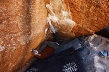Bouldering in Hueco Tanks on 02/17/2019 with Blue Lizard Climbing and Yoga

Filename: SRM_20190217_1216500.jpg
Aperture: f/4.5
Shutter Speed: 1/320
Body: Canon EOS-1D Mark II
Lens: Canon EF 16-35mm f/2.8 L