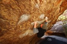 Bouldering in Hueco Tanks on 02/17/2019 with Blue Lizard Climbing and Yoga

Filename: SRM_20190217_1309210.jpg
Aperture: f/5.0
Shutter Speed: 1/200
Body: Canon EOS-1D Mark II
Lens: Canon EF 16-35mm f/2.8 L