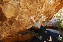 Bouldering in Hueco Tanks on 02/17/2019 with Blue Lizard Climbing and Yoga

Filename: SRM_20190217_1309320.jpg
Aperture: f/5.0
Shutter Speed: 1/200
Body: Canon EOS-1D Mark II
Lens: Canon EF 16-35mm f/2.8 L