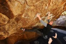 Bouldering in Hueco Tanks on 02/17/2019 with Blue Lizard Climbing and Yoga

Filename: SRM_20190217_1309330.jpg
Aperture: f/5.0
Shutter Speed: 1/200
Body: Canon EOS-1D Mark II
Lens: Canon EF 16-35mm f/2.8 L