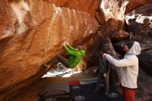 Bouldering in Hueco Tanks on 02/17/2019 with Blue Lizard Climbing and Yoga

Filename: SRM_20190217_1331260.jpg
Aperture: f/5.0
Shutter Speed: 1/400
Body: Canon EOS-1D Mark II
Lens: Canon EF 16-35mm f/2.8 L