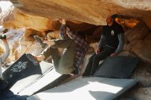 Bouldering in Hueco Tanks on 02/17/2019 with Blue Lizard Climbing and Yoga

Filename: SRM_20190217_1716590.jpg
Aperture: f/4.0
Shutter Speed: 1/250
Body: Canon EOS-1D Mark II
Lens: Canon EF 50mm f/1.8 II