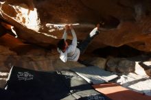 Bouldering in Hueco Tanks on 02/17/2019 with Blue Lizard Climbing and Yoga

Filename: SRM_20190217_1744390.jpg
Aperture: f/5.0
Shutter Speed: 1/250
Body: Canon EOS-1D Mark II
Lens: Canon EF 16-35mm f/2.8 L