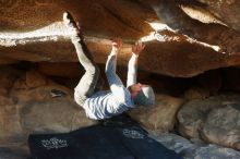 Bouldering in Hueco Tanks on 02/17/2019 with Blue Lizard Climbing and Yoga

Filename: SRM_20190217_1804590.jpg
Aperture: f/4.5
Shutter Speed: 1/200
Body: Canon EOS-1D Mark II
Lens: Canon EF 16-35mm f/2.8 L