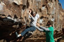 Bouldering in Hueco Tanks on 02/22/2019 with Blue Lizard Climbing and Yoga

Filename: SRM_20190222_1006350.jpg
Aperture: f/4.0
Shutter Speed: 1/1250
Body: Canon EOS-1D Mark II
Lens: Canon EF 50mm f/1.8 II