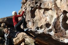 Bouldering in Hueco Tanks on 02/22/2019 with Blue Lizard Climbing and Yoga

Filename: SRM_20190222_1023530.jpg
Aperture: f/4.0
Shutter Speed: 1/640
Body: Canon EOS-1D Mark II
Lens: Canon EF 50mm f/1.8 II