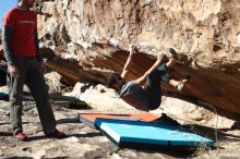 Bouldering in Hueco Tanks on 02/22/2019 with Blue Lizard Climbing and Yoga

Filename: SRM_20190222_1037540.jpg
Aperture: f/4.0
Shutter Speed: 1/500
Body: Canon EOS-1D Mark II
Lens: Canon EF 50mm f/1.8 II