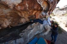 Bouldering in Hueco Tanks on 02/22/2019 with Blue Lizard Climbing and Yoga

Filename: SRM_20190222_1110410.jpg
Aperture: f/7.1
Shutter Speed: 1/250
Body: Canon EOS-1D Mark II
Lens: Canon EF 16-35mm f/2.8 L