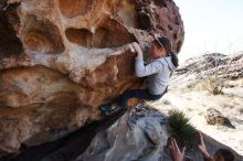 Bouldering in Hueco Tanks on 02/22/2019 with Blue Lizard Climbing and Yoga

Filename: SRM_20190222_1111180.jpg
Aperture: f/8.0
Shutter Speed: 1/250
Body: Canon EOS-1D Mark II
Lens: Canon EF 16-35mm f/2.8 L