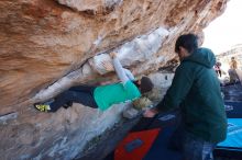 Bouldering in Hueco Tanks on 02/22/2019 with Blue Lizard Climbing and Yoga

Filename: SRM_20190222_1123080.jpg
Aperture: f/6.3
Shutter Speed: 1/250
Body: Canon EOS-1D Mark II
Lens: Canon EF 16-35mm f/2.8 L
