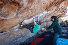 Bouldering in Hueco Tanks on 02/22/2019 with Blue Lizard Climbing and Yoga

Filename: SRM_20190222_1123220.jpg
Aperture: f/6.3
Shutter Speed: 1/250
Body: Canon EOS-1D Mark II
Lens: Canon EF 16-35mm f/2.8 L