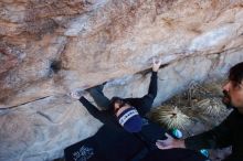 Bouldering in Hueco Tanks on 02/22/2019 with Blue Lizard Climbing and Yoga

Filename: SRM_20190222_1124560.jpg
Aperture: f/5.0
Shutter Speed: 1/250
Body: Canon EOS-1D Mark II
Lens: Canon EF 16-35mm f/2.8 L