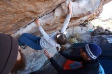 Bouldering in Hueco Tanks on 02/22/2019 with Blue Lizard Climbing and Yoga

Filename: SRM_20190222_1143420.jpg
Aperture: f/5.6
Shutter Speed: 1/250
Body: Canon EOS-1D Mark II
Lens: Canon EF 16-35mm f/2.8 L