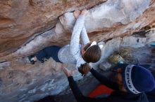 Bouldering in Hueco Tanks on 02/22/2019 with Blue Lizard Climbing and Yoga

Filename: SRM_20190222_1143470.jpg
Aperture: f/6.3
Shutter Speed: 1/250
Body: Canon EOS-1D Mark II
Lens: Canon EF 16-35mm f/2.8 L