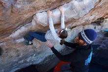 Bouldering in Hueco Tanks on 02/22/2019 with Blue Lizard Climbing and Yoga

Filename: SRM_20190222_1143510.jpg
Aperture: f/6.3
Shutter Speed: 1/250
Body: Canon EOS-1D Mark II
Lens: Canon EF 16-35mm f/2.8 L