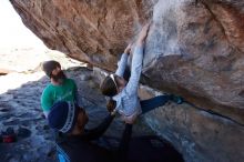 Bouldering in Hueco Tanks on 02/22/2019 with Blue Lizard Climbing and Yoga

Filename: SRM_20190222_1144300.jpg
Aperture: f/8.0
Shutter Speed: 1/250
Body: Canon EOS-1D Mark II
Lens: Canon EF 16-35mm f/2.8 L