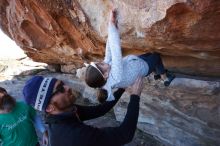 Bouldering in Hueco Tanks on 02/22/2019 with Blue Lizard Climbing and Yoga

Filename: SRM_20190222_1153070.jpg
Aperture: f/7.1
Shutter Speed: 1/250
Body: Canon EOS-1D Mark II
Lens: Canon EF 16-35mm f/2.8 L